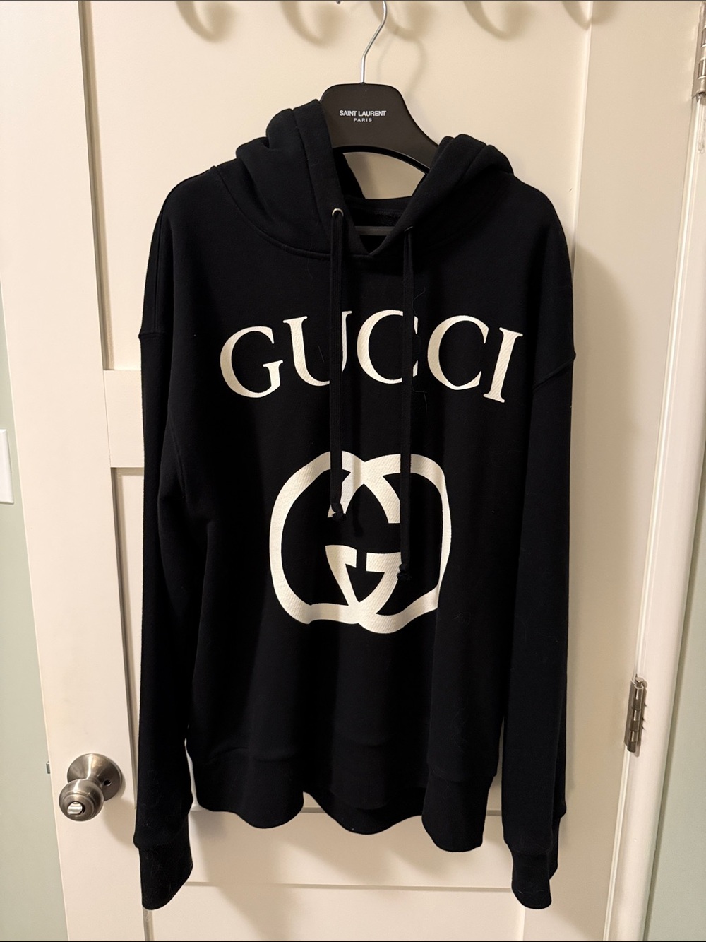 Gucci Black Crewneck with White Logo Print